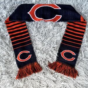 Forever Collectibles Chicago Bears Knit Logo Fringe Neck Scarf NFL Football 62"